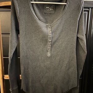 Aerie Charcoal Long Sleeve Henley Top